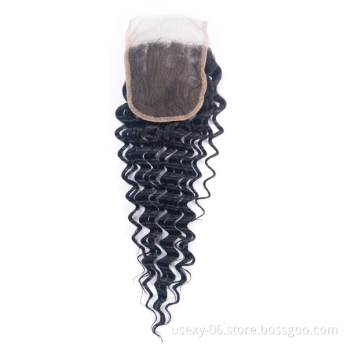Best Quality 10A Grade 4x4 Cuticle Aligned Deep Wave Raw Brazilian Virgin Hair Lace Closure
